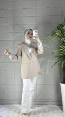 ELVA Model Düğmeli Ceket - Bej