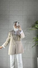 ELVA Model Düğmeli Ceket - Bej