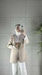 ELVA Model Düğmeli Ceket - Bej