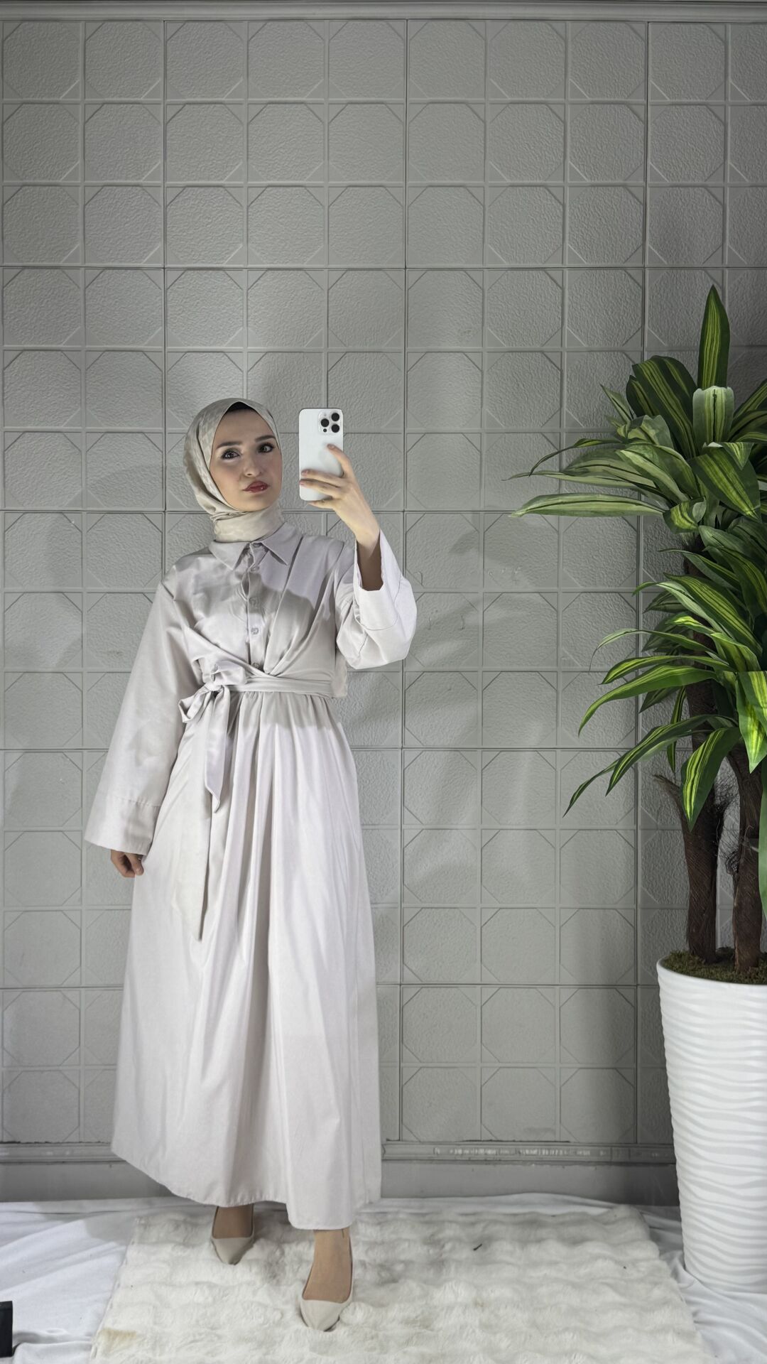 LIVI Model Gömlek Elbise - Bej