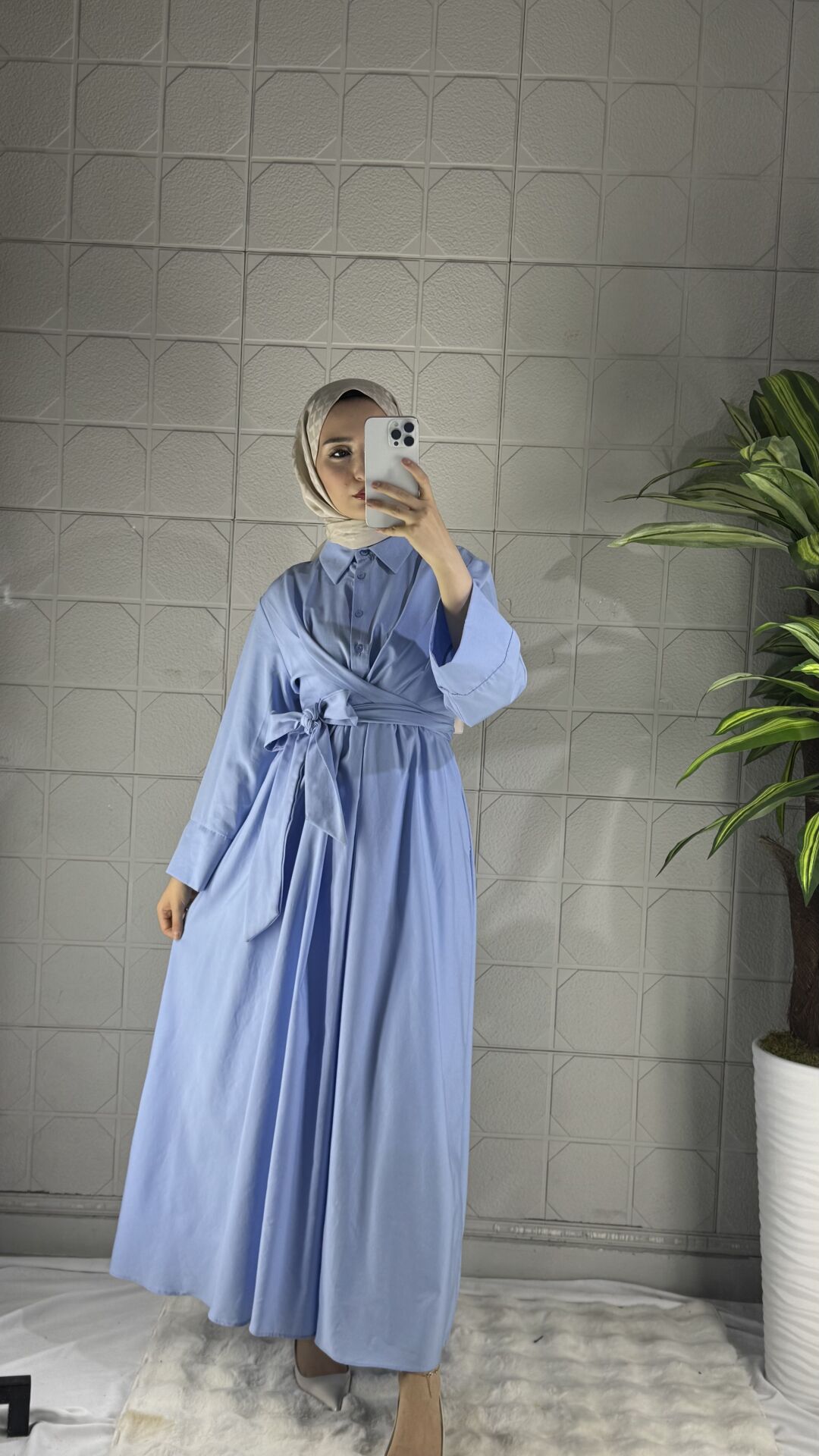 LIVI Model Gömlek Elbise - Mavi