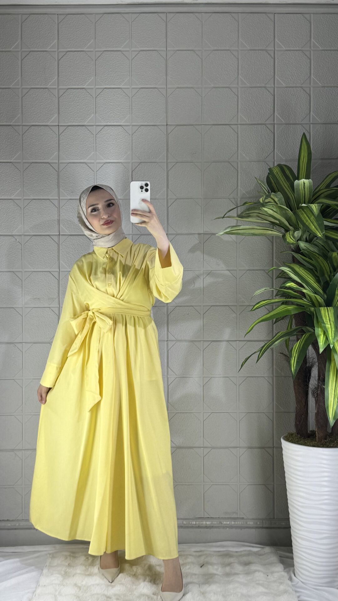 LIVI Model Gömlek Elbise - Sarı