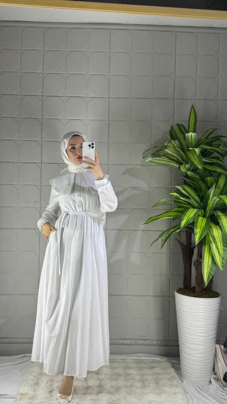 ELIN Model İncili Elbise - Beyaz