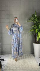 Tansel Model Elbise - Mavi Çiçekli