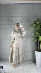 VİSKON Model Elbise - Bej
