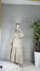 VİSKON Model Elbise - Bej