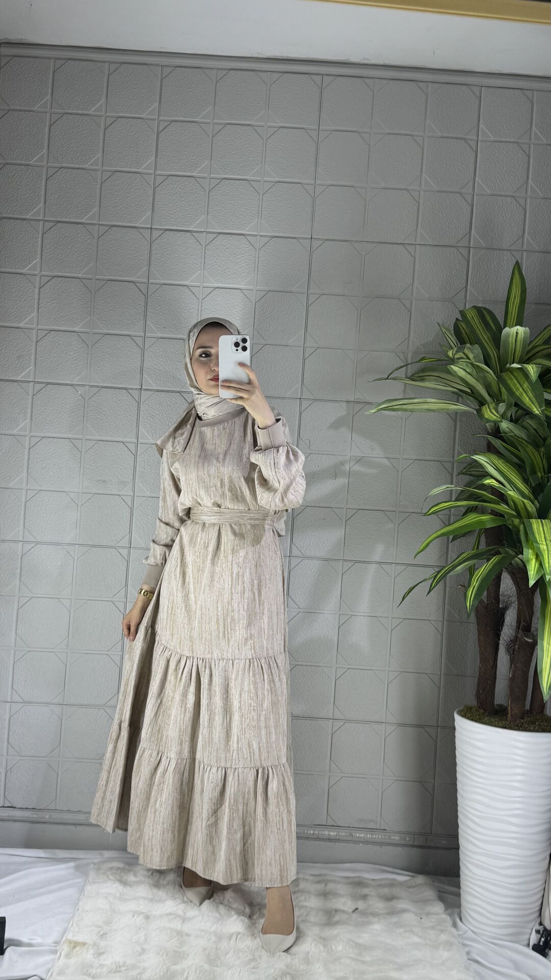 VİSKON Model Elbise - Bej