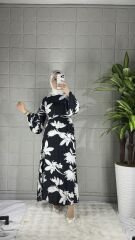 VİSKON Model Elbise - Çiçek Desenli