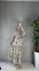 VİSKON Model Elbise - Krem