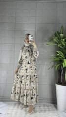 VİSKON Model Elbise - Krem