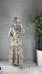 VİSKON Model Elbise - Krem