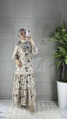 VİSKON Model Elbise - Krem