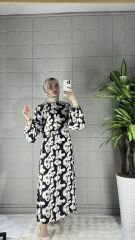 VİSKON Model Elbise - Siyah Beyaz