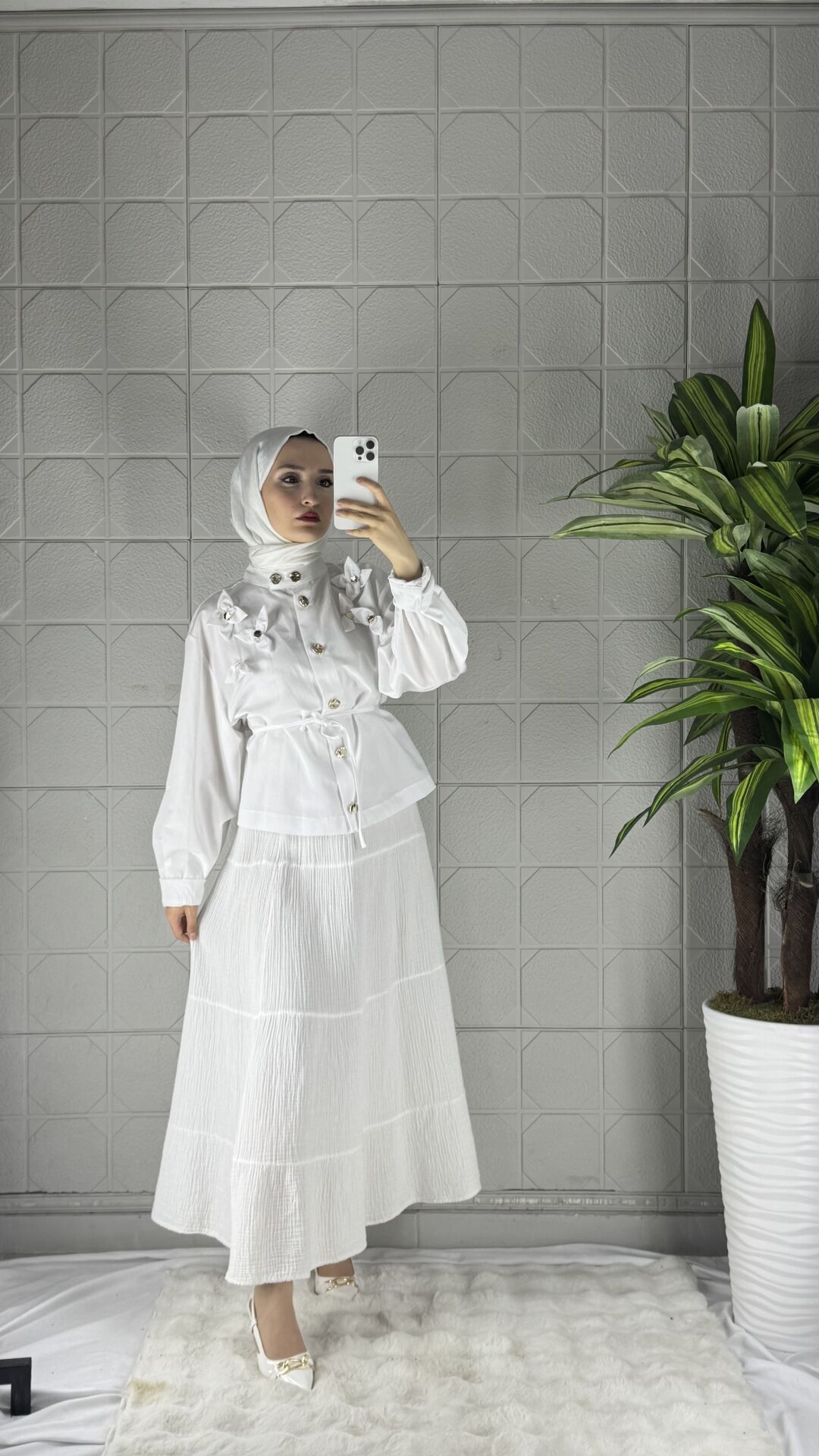 MUSLİN Model Etek - Beyaz