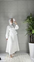 MUSLİN Model Etek - Beyaz