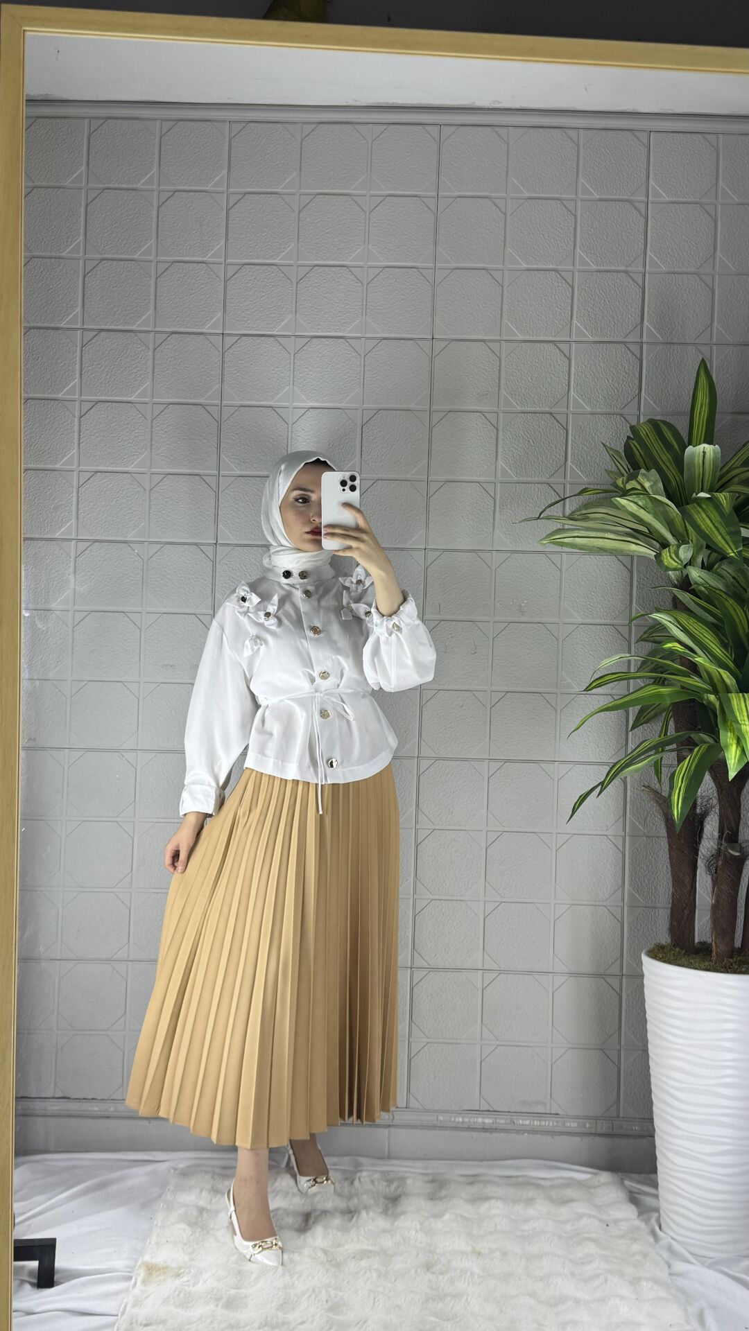 PİLELİ Model Etek - Bej