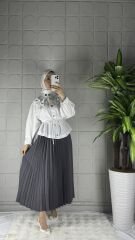 PİLELİ Model Etek - Gri