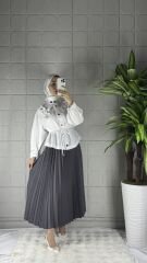PİLELİ Model Etek - Gri