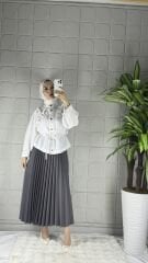 PİLELİ Model Etek - Gri