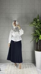 PİLELİ Model Etek - Lacivert