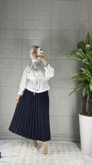 PİLELİ Model Etek - Lacivert