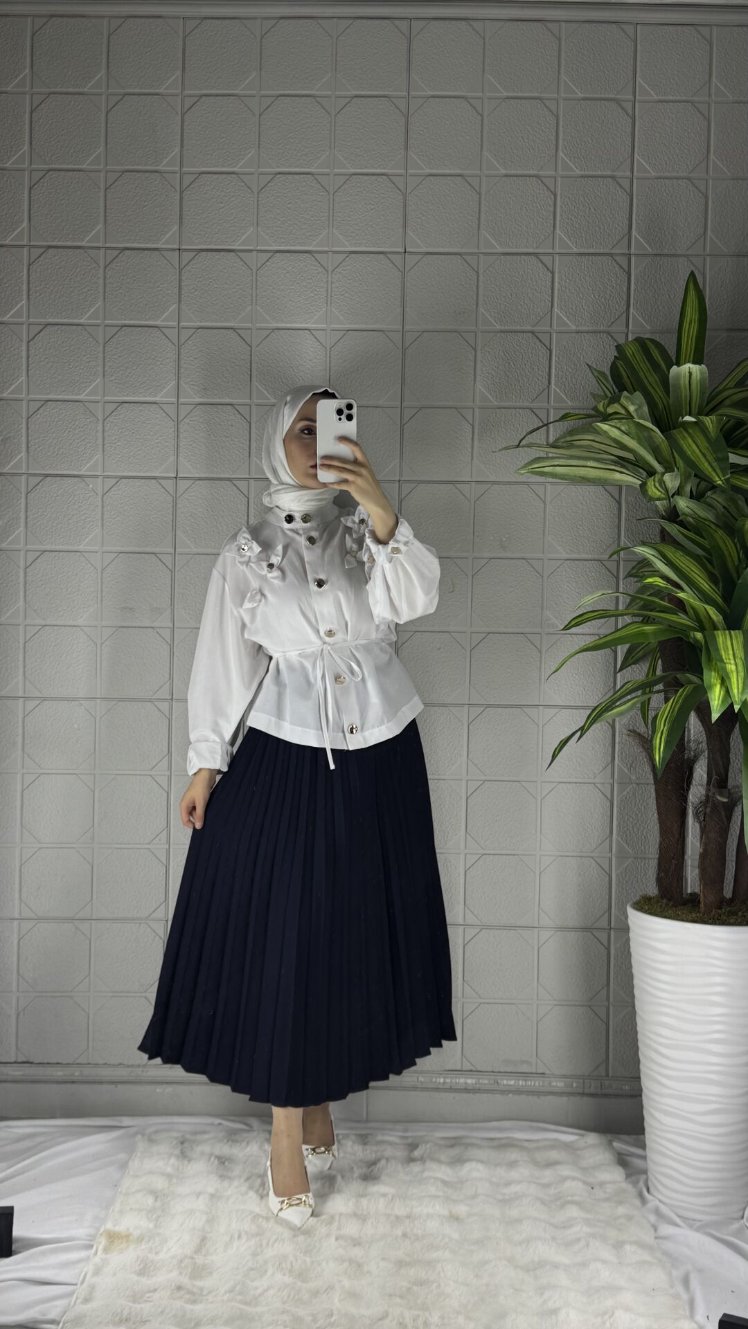 PİLELİ Model Etek - Lacivert