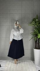 PİLELİ Model Etek - Lacivert