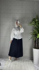 PİLELİ Model Etek - Lacivert