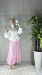 MUSLİN Model Etek - Pembe