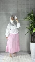 MUSLİN Model Etek - Pembe