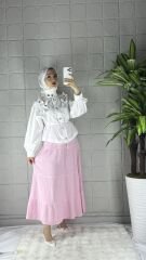 MUSLİN Model Etek - Pembe