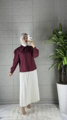 BEBE Yaka Model Gömlek - Bordo