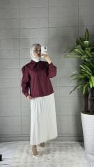BEBE Yaka Model Gömlek - Bordo