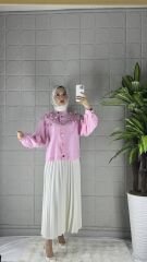 Gold Detaylı Model Gömlek - Pembe