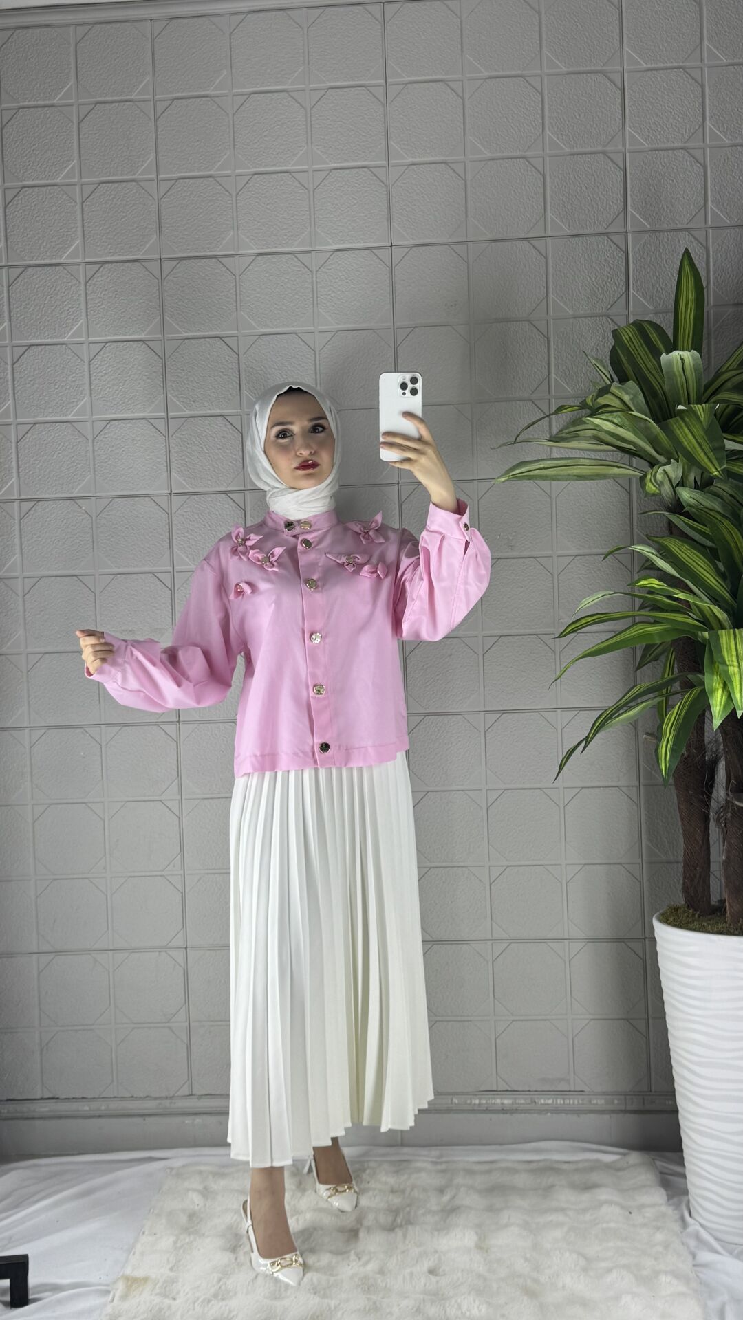 Gold Detaylı Model Gömlek - Pembe