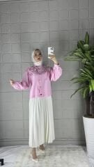 Gold Detaylı Model Gömlek - Pembe