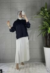 Saten Taşlı Model Gömlek - Siyah