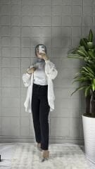 Taşlı Kot Pantolon Model - Siyah