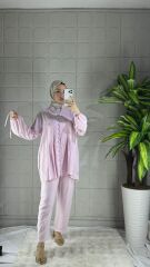 Biritli Model Pantolonlu Takım - Pembe