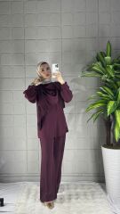 Şal Yaka Model Pantolonlu Takım - Bordo