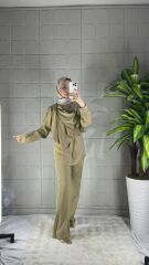 Şal Yaka Model Pantolonlu Takım - Yeşil