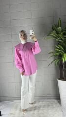 Bebe Yaka Model Fermuarlı Tunik - Pembe