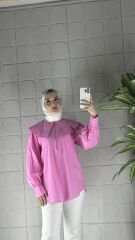 Bebe Yaka Model Fermuarlı Tunik - Pembe