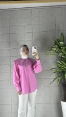 Bebe Yaka Model Fermuarlı Tunik - Pembe