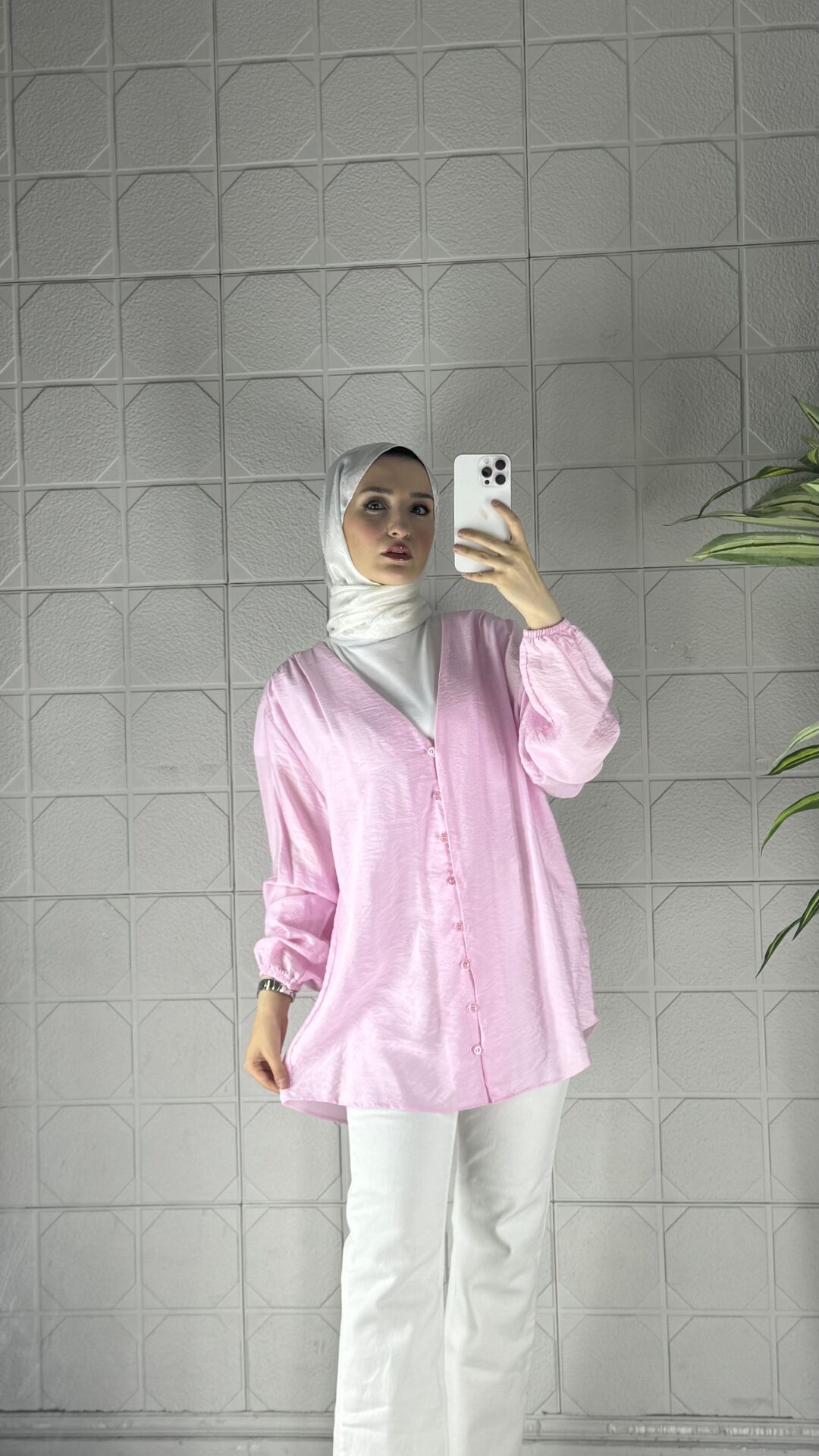 Biritli Model Tunik Gömlek - Pembe