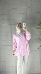 Biritli Model Tunik Gömlek - Pembe