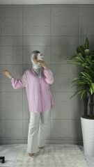 Biritli Model Tunik Gömlek - Pembe