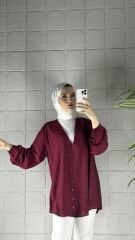 Biritli Model Tunik Gömlek - Bordo