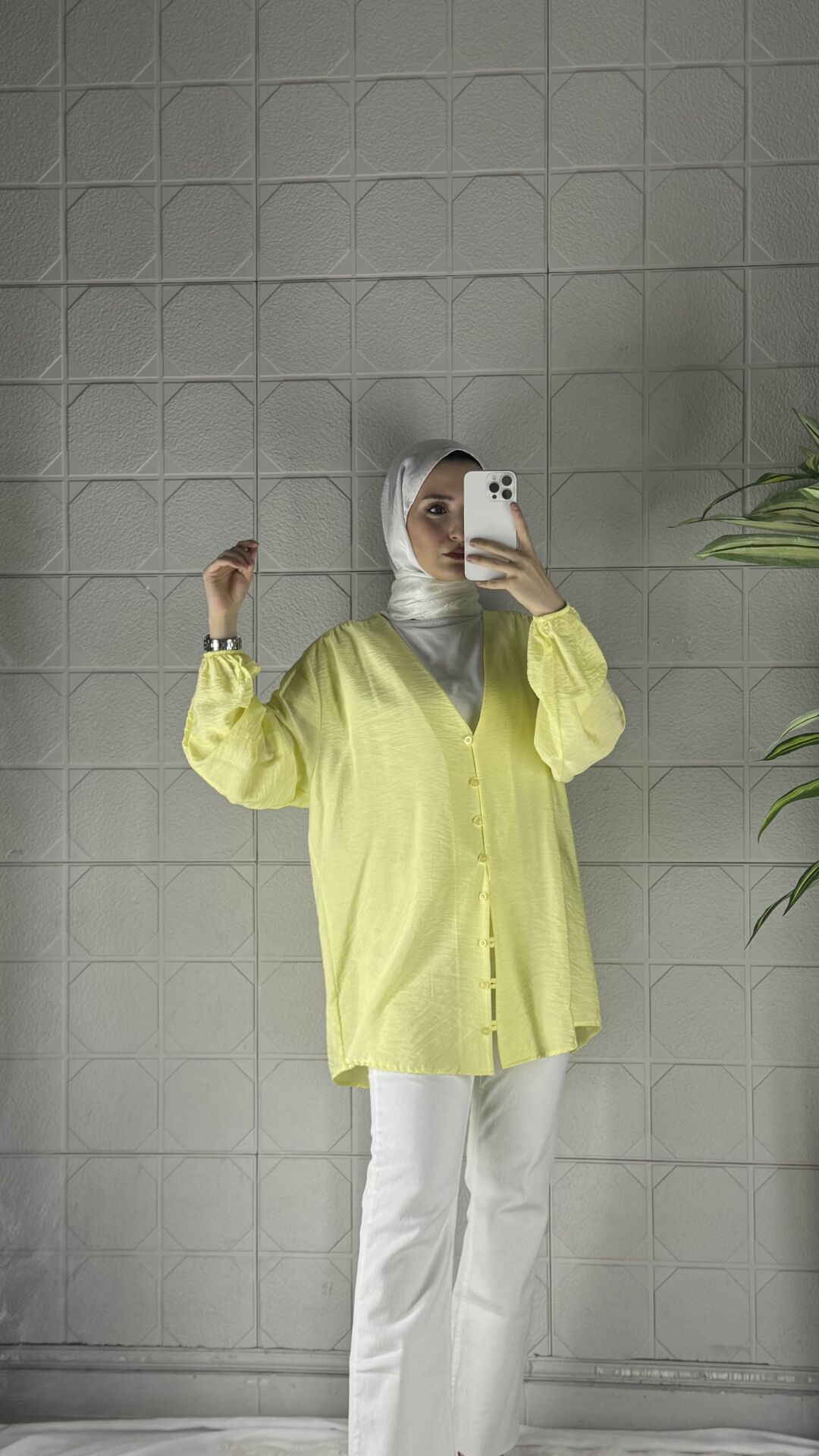 Biritli Model Tunik Gömlek - Sarı