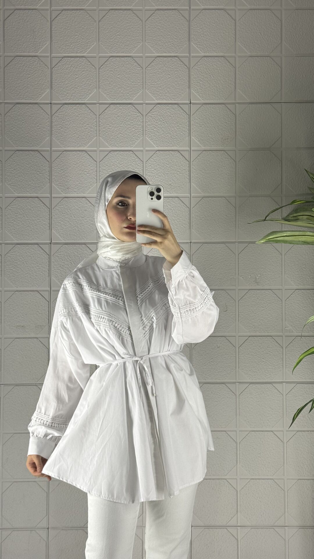 Fırfırlı Model Tunik - Beyaz